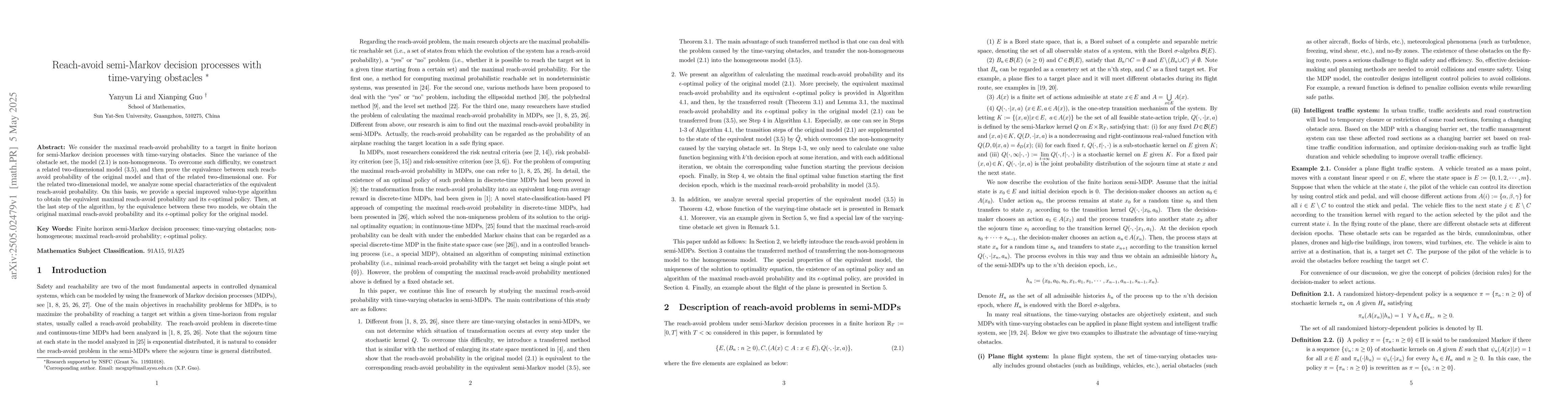 Thumbnail for Reach-avoid semi-Markov decision processes with time-varying obstacles