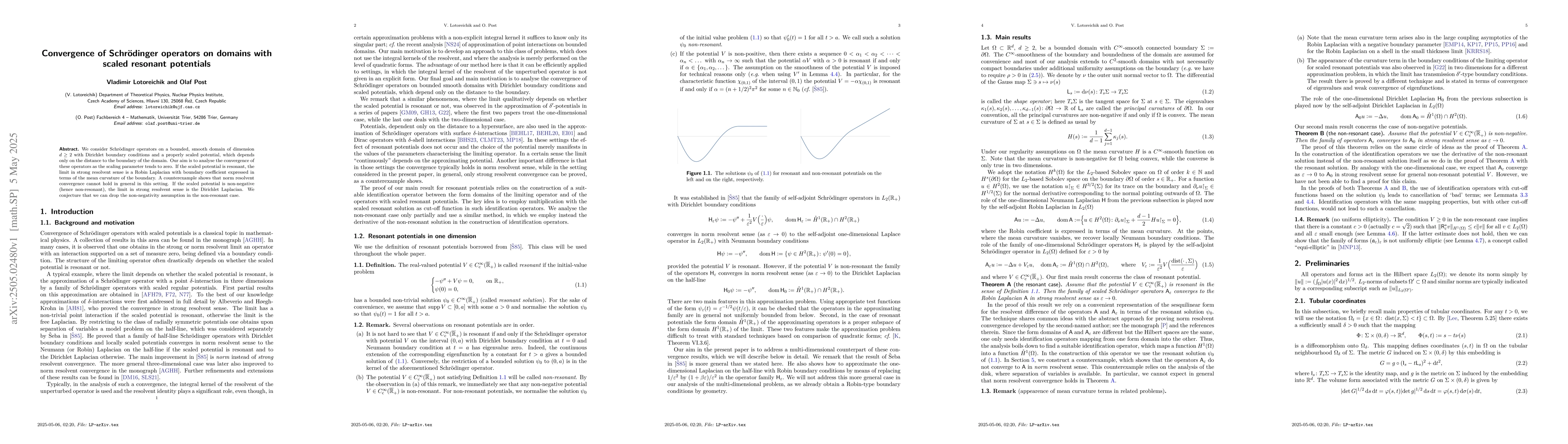Thumbnail for Convergence of Schrödinger operators on domains with scaled resonant
  potentials