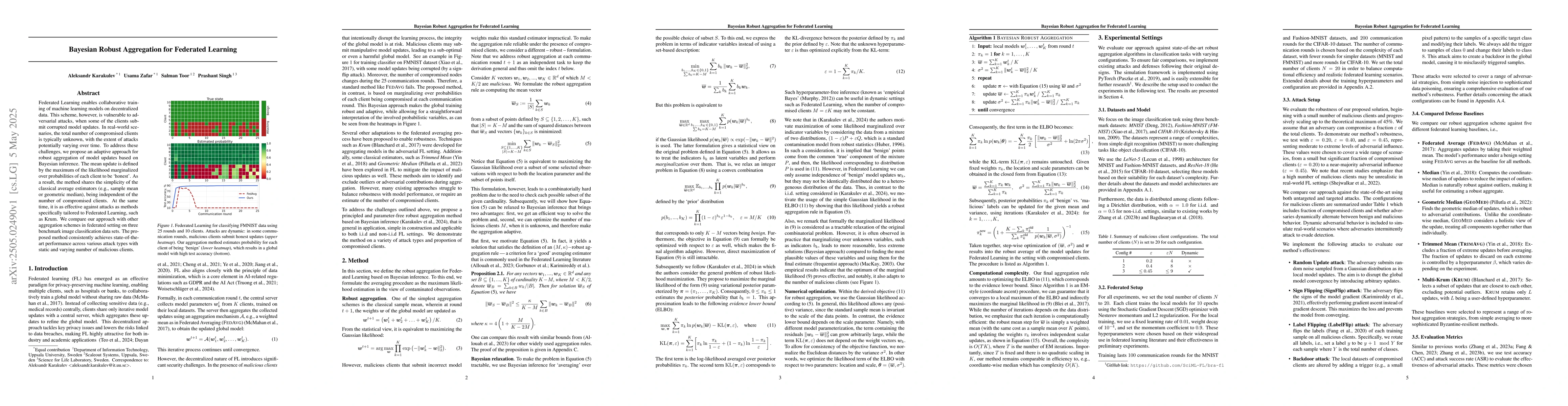 Thumbnail for Bayesian Robust Aggregation for Federated Learning
