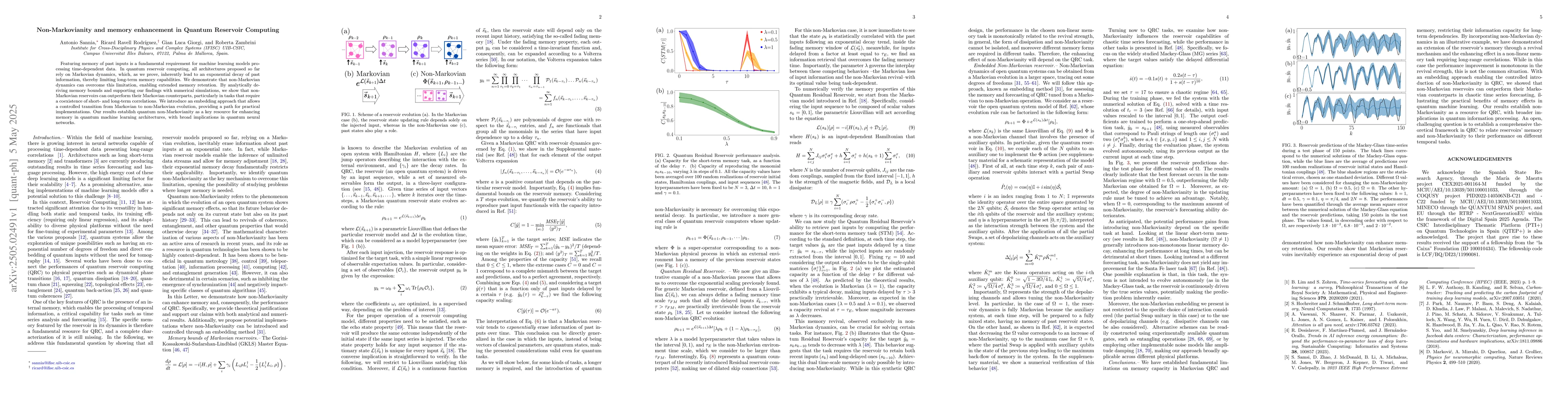 Thumbnail for Non-Markovianity and memory enhancement in Quantum Reservoir Computing