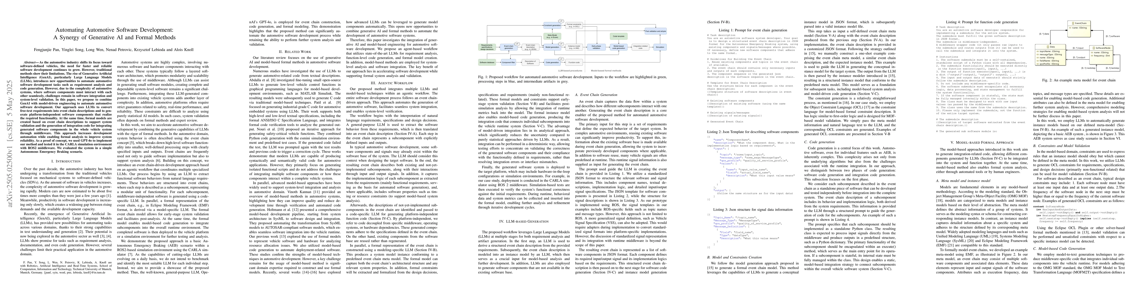 Thumbnail for Automating Automotive Software Development: A Synergy of Generative AI
  and Formal Methods