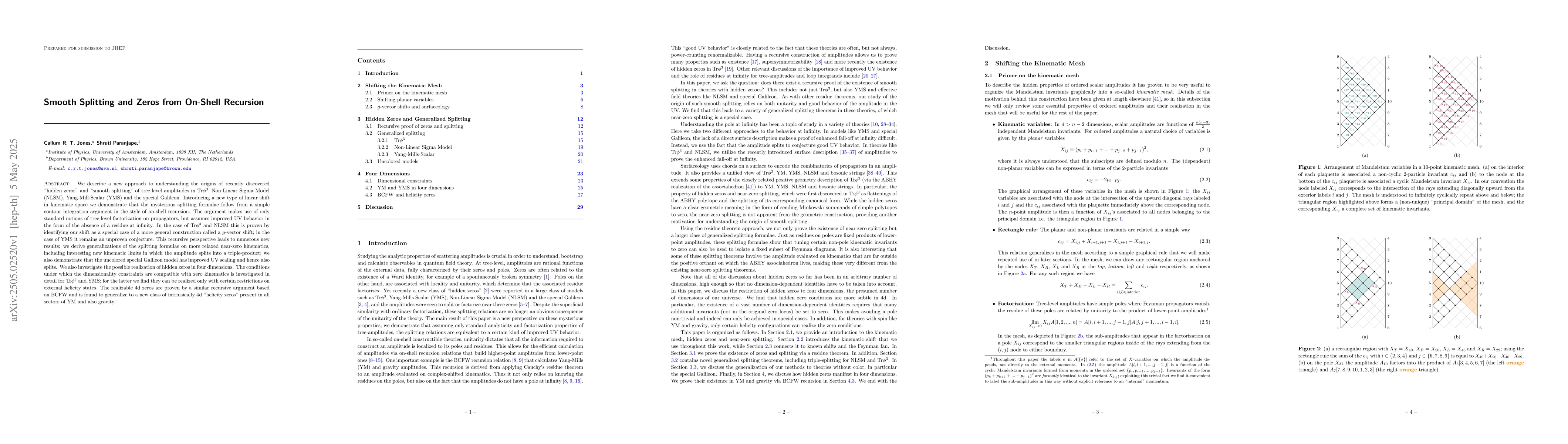 Thumbnail for Smooth Splitting and Zeros from On-Shell Recursion