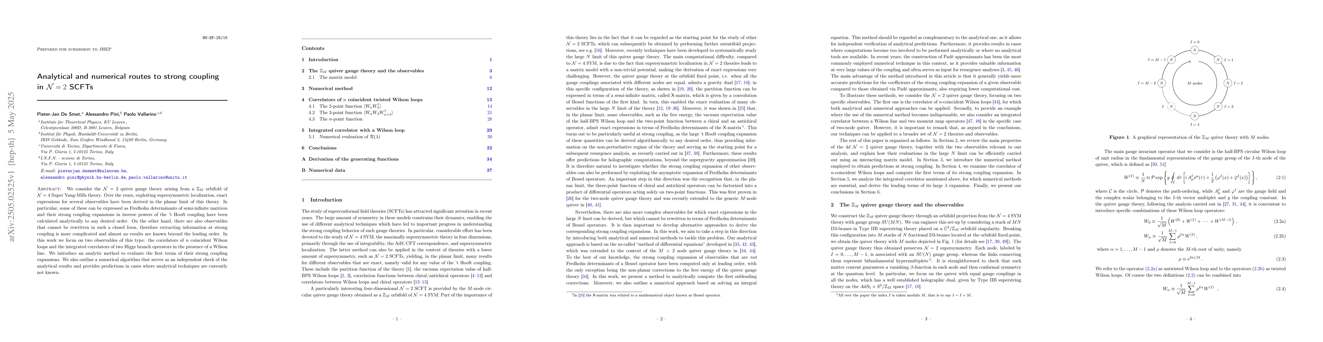 Thumbnail for Analytical and numerical routes to strong coupling in $\mathcal{N}=2$
  SCFTs