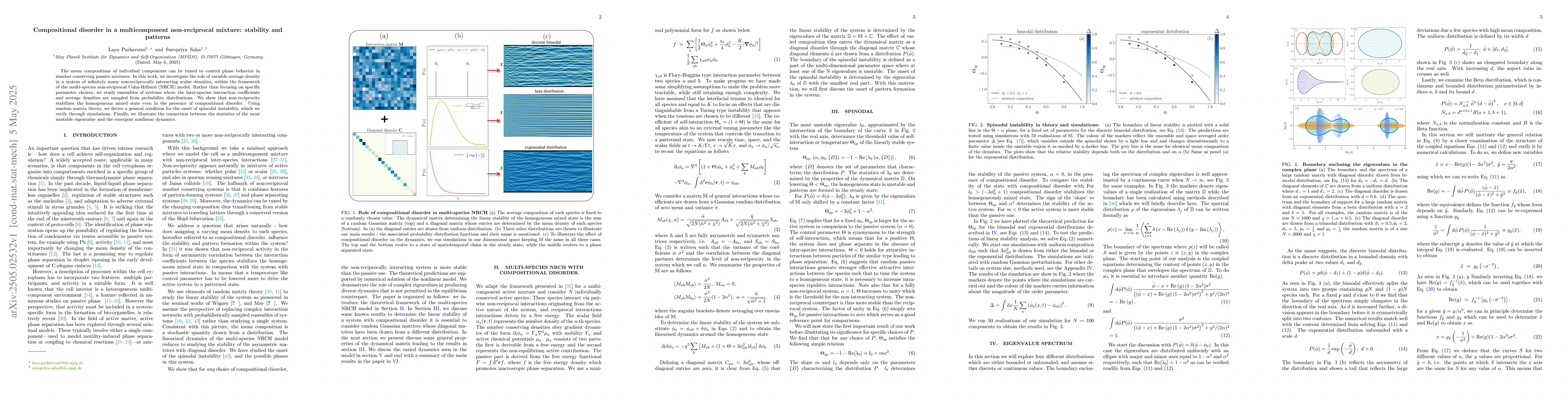Thumbnail for Compositional disorder in a multicomponent non-reciprocal mixture:
  stability and patterns