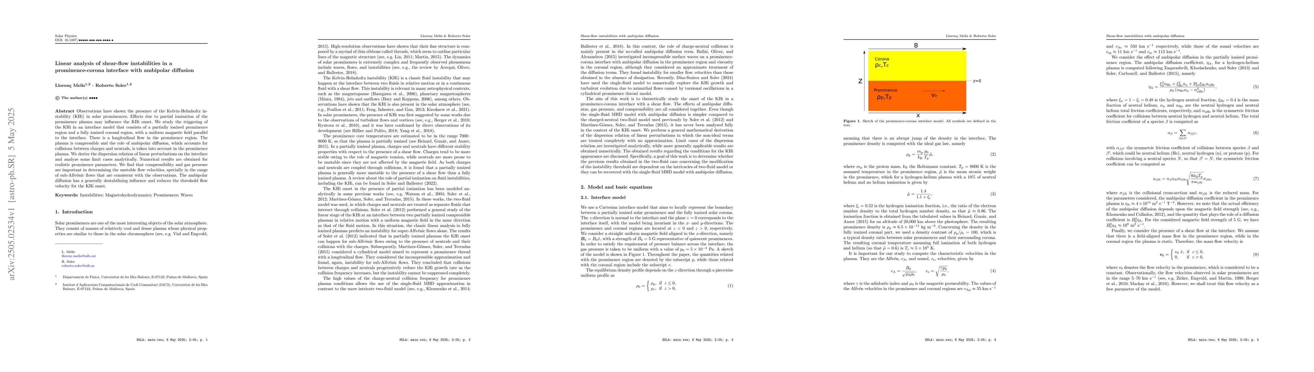 Thumbnail for Linear analysis of shear-flow instabilities in a prominence-corona
  interface with ambipolar diffusion