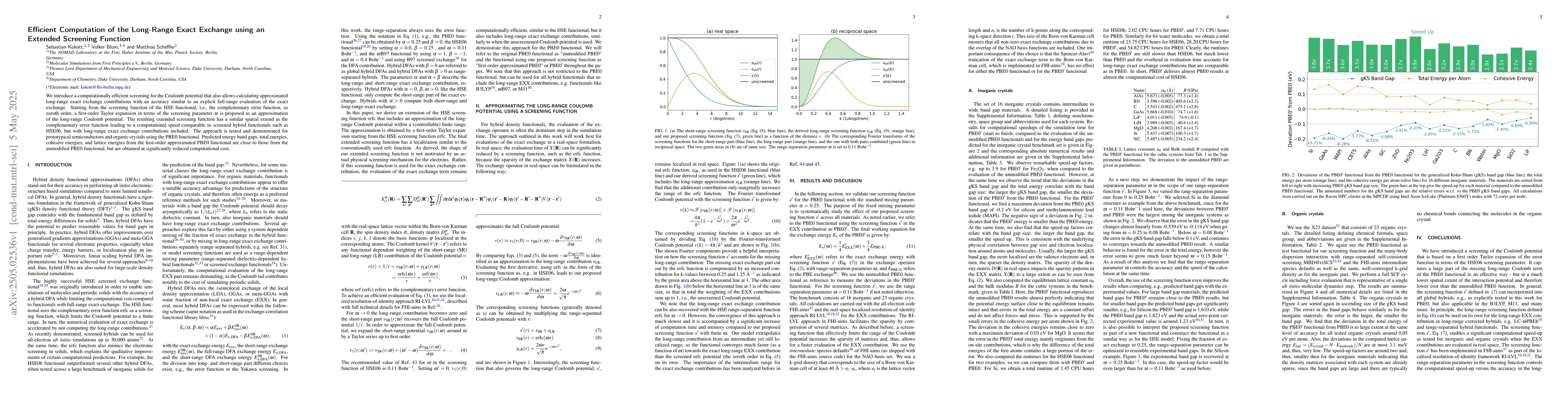 Thumbnail for Efficient Computation of the Long-Range Exact Exchange using an Extended
  Screening Function