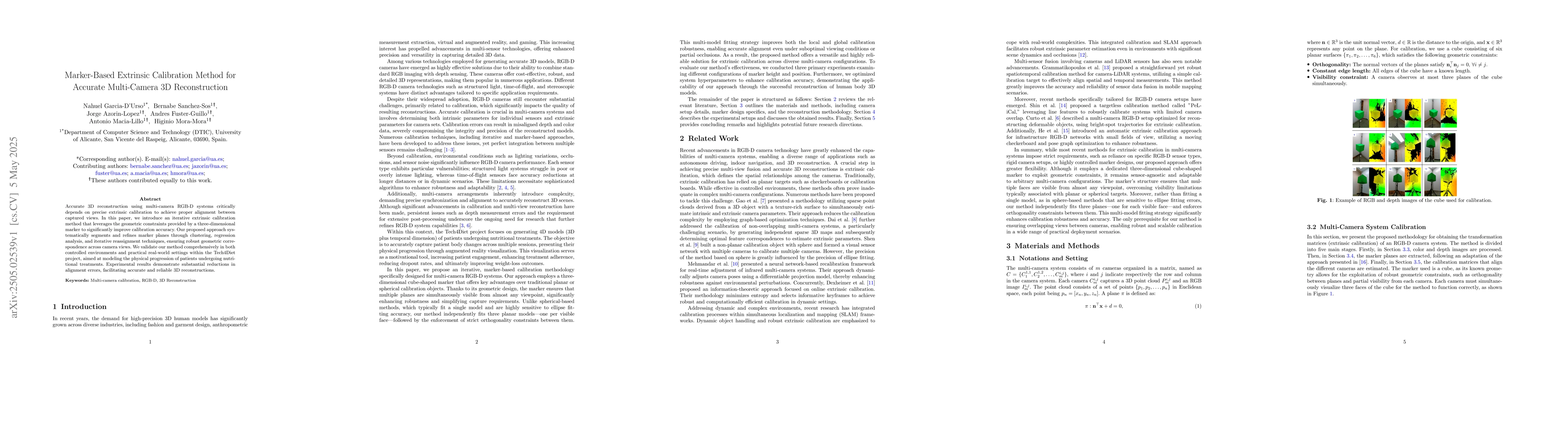 Thumbnail for Marker-Based Extrinsic Calibration Method for Accurate Multi-Camera 3D
  Reconstruction