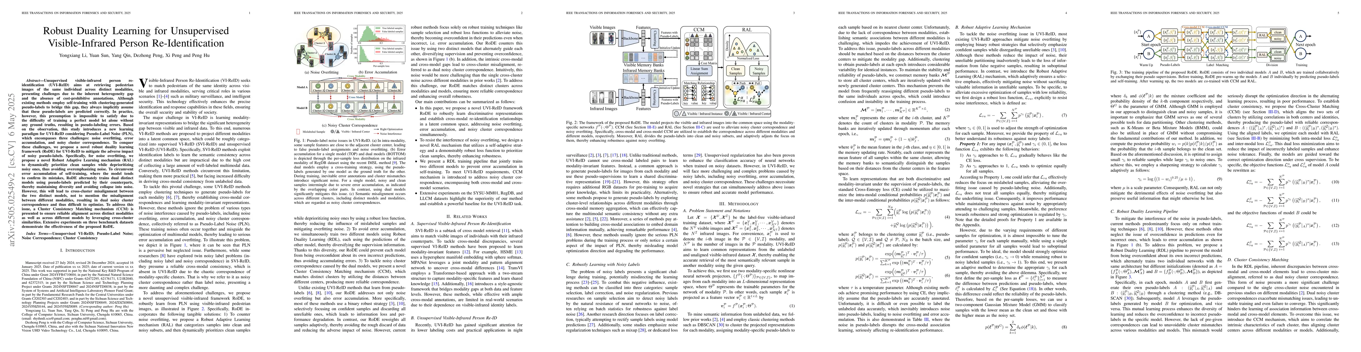 Thumbnail for Robust Duality Learning for Unsupervised Visible-Infrared Person
  Re-Identification