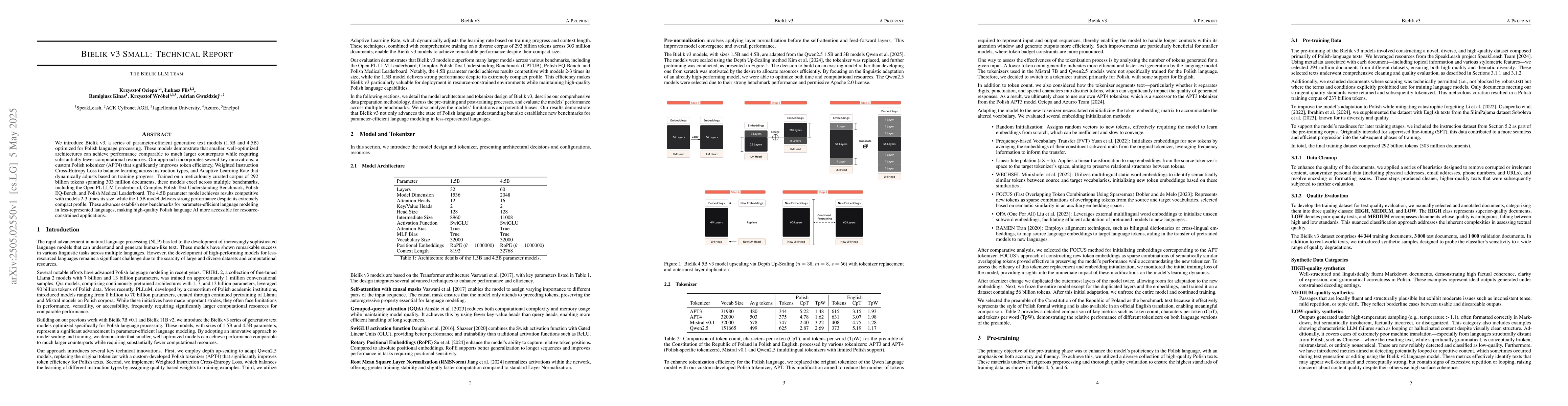 Thumbnail for Bielik v3 Small: Technical Report