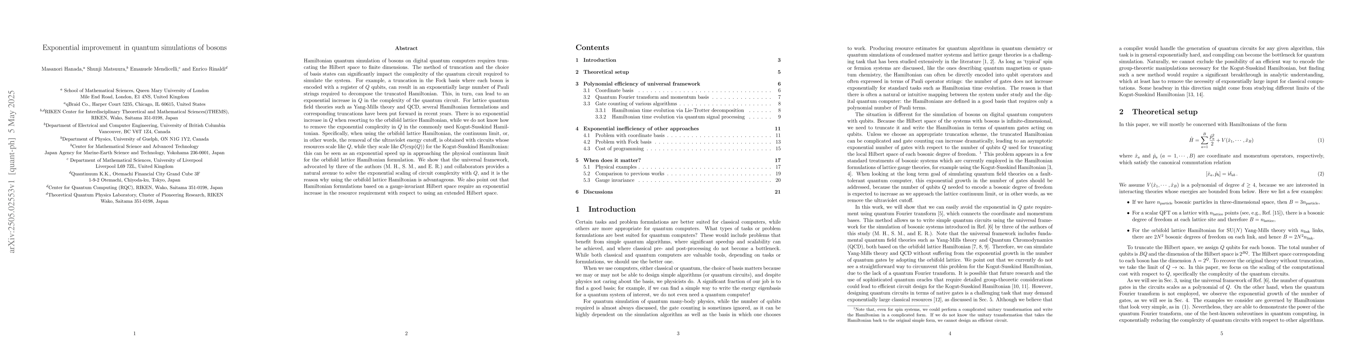 Thumbnail for Exponential improvement in quantum simulations of bosons