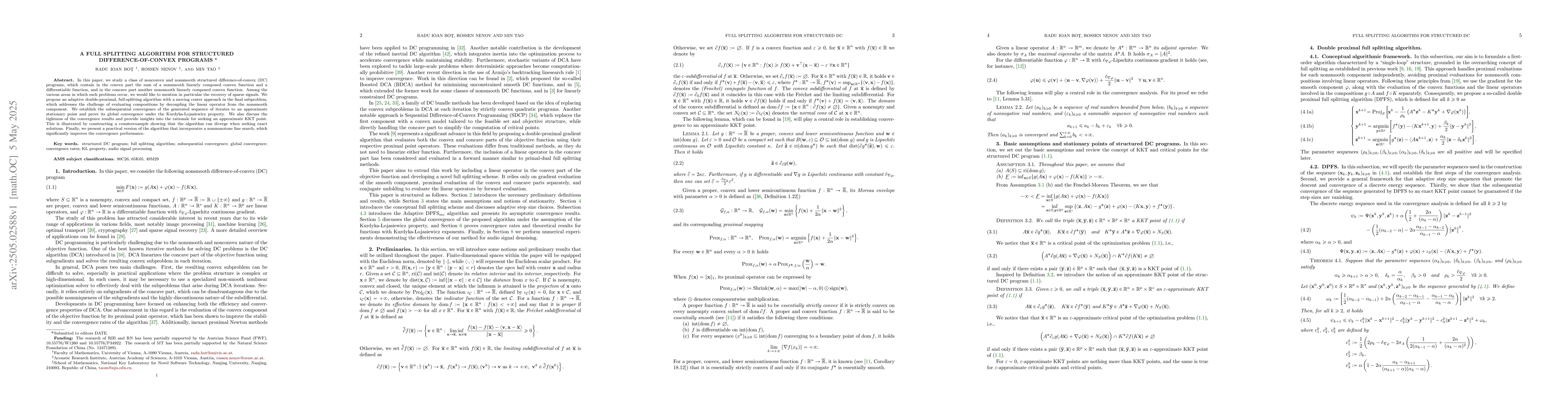 Thumbnail for A full splitting algorithm for structured difference-of-convex programs