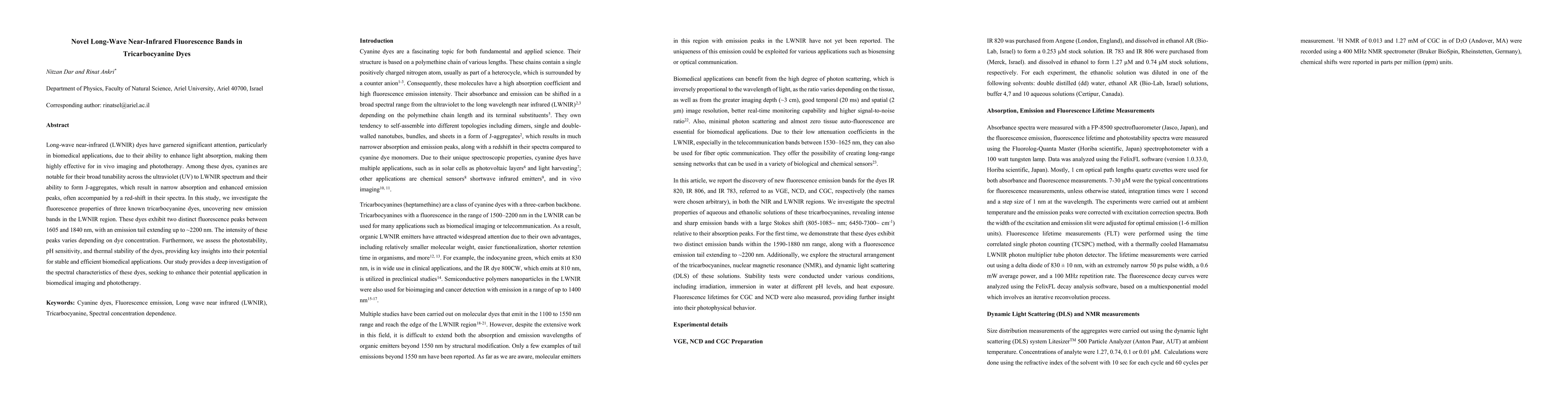 Thumbnail for Novel Long-Wave Near-Infrared Fluorescence Bands in Tricarbocyanine Dyes