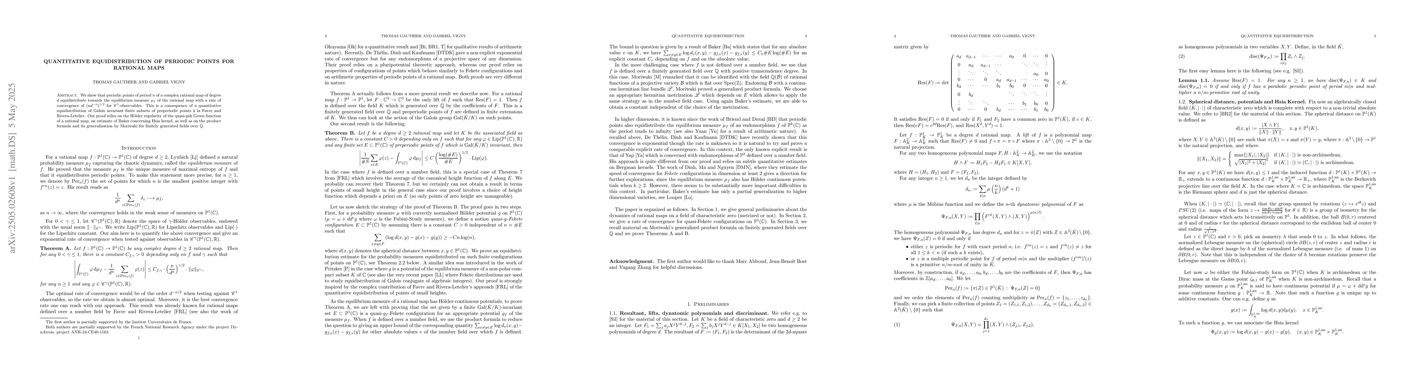 Thumbnail for Quantitative equidistribution of periodic points for rational maps