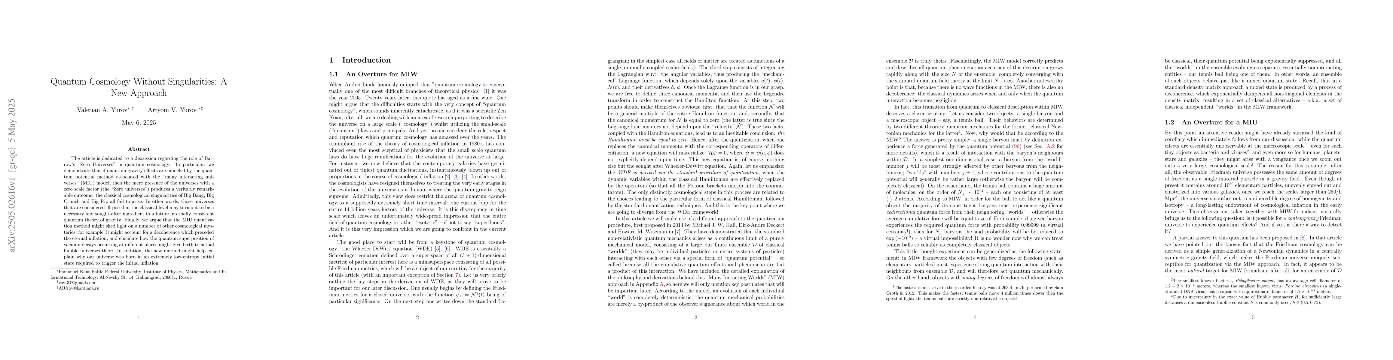 Thumbnail for Quantum Cosmology Without Singularities: A New Approach