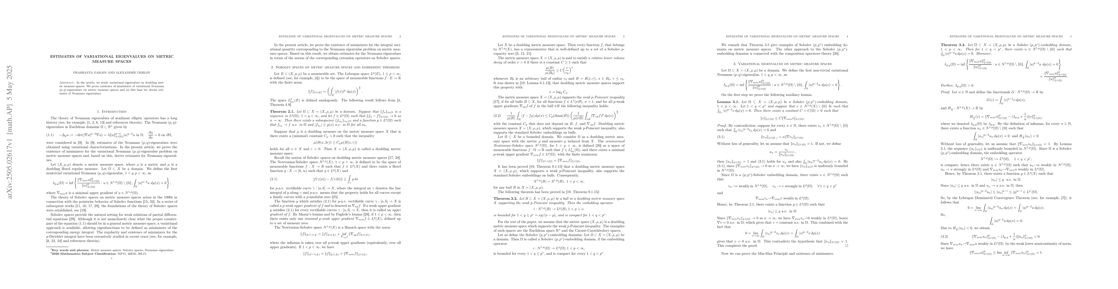 Thumbnail for Estimates of variational eigenvalues on metric measure spaces