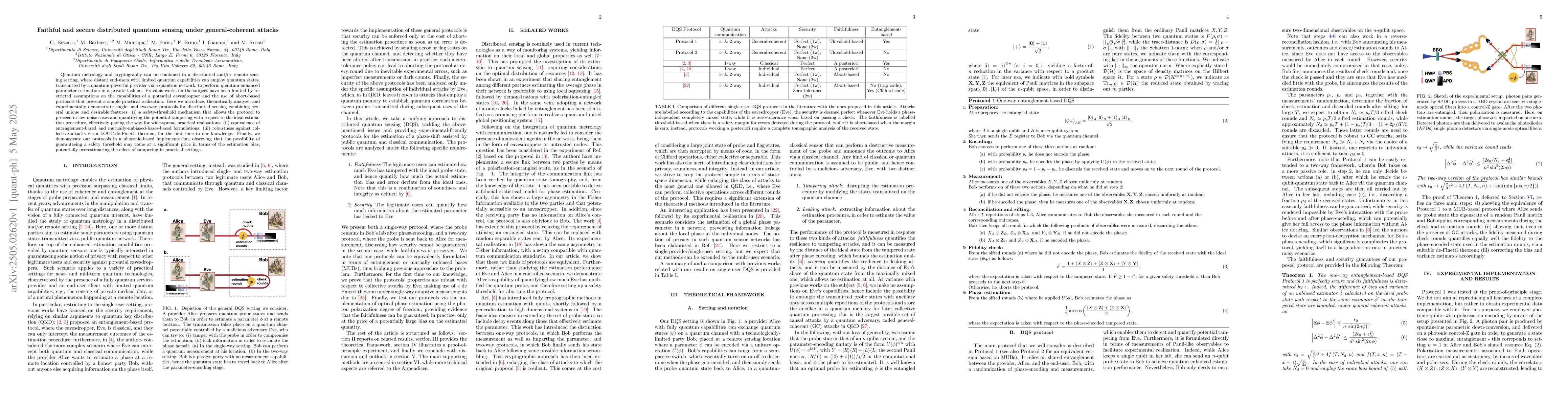 Thumbnail for Faithful and secure distributed quantum sensing under general-coherent
  attacks