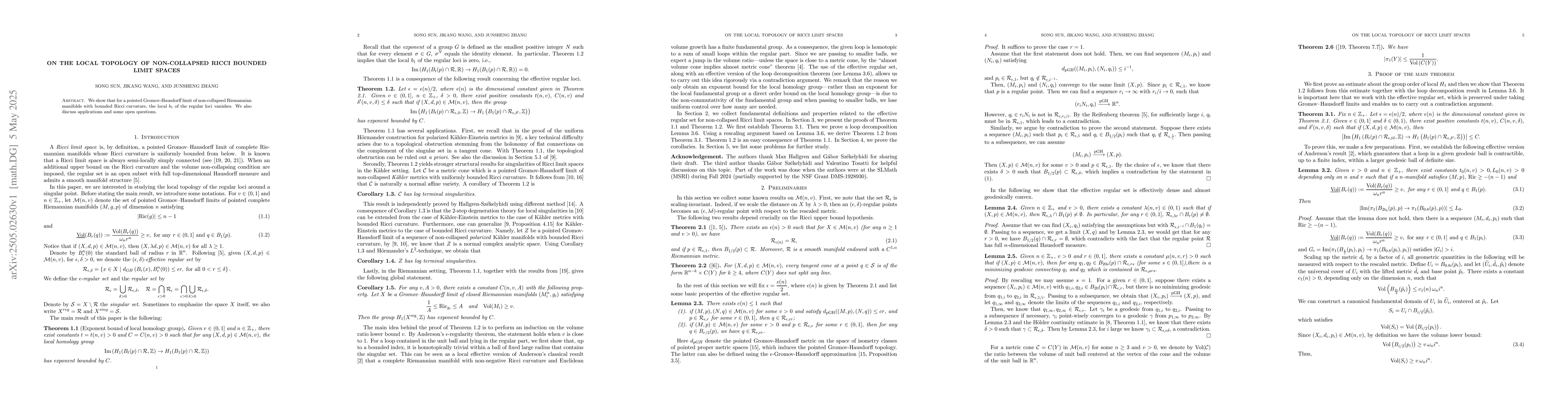 Thumbnail for On the local topology of non-collapsed Ricci bounded limit spaces