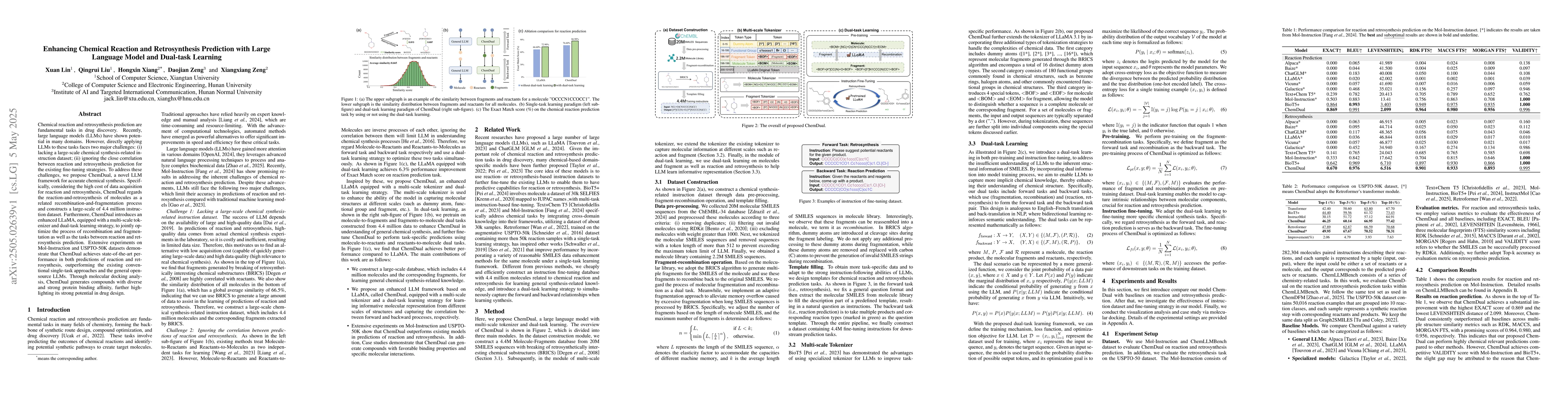 Thumbnail for Enhancing Chemical Reaction and Retrosynthesis Prediction with Large
  Language Model and Dual-task Learning
