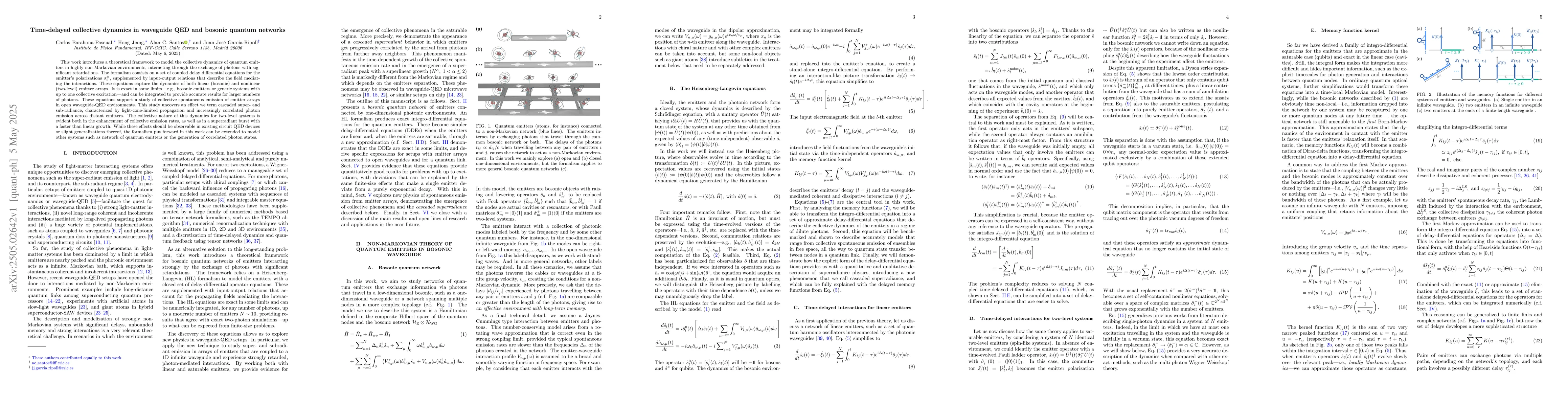 Thumbnail for Time-delayed collective dynamics in waveguide QED and bosonic quantum
  networks