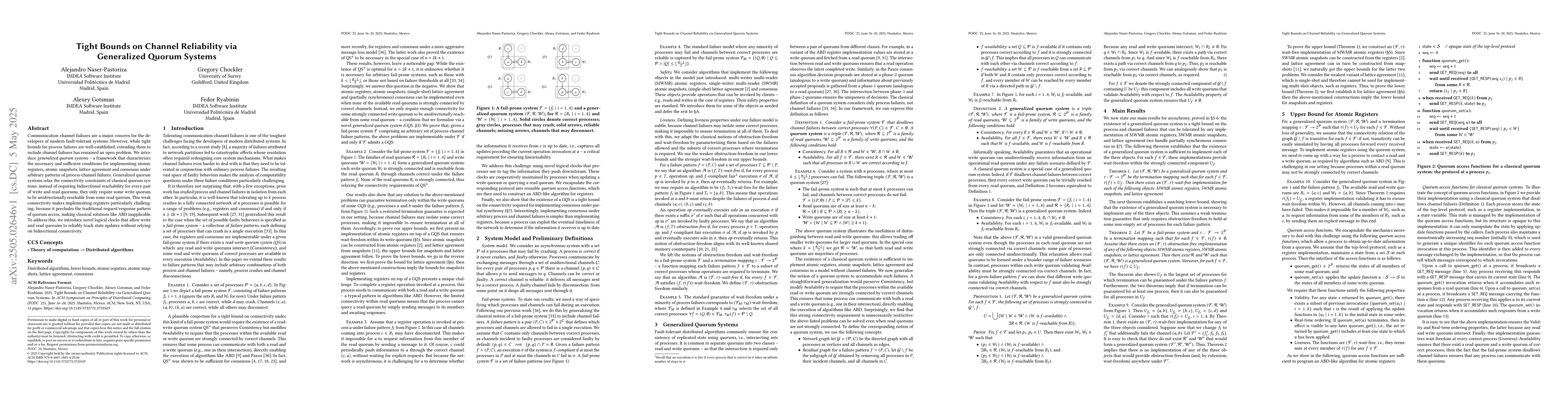 Thumbnail for Tight Bounds on Channel Reliability via Generalized Quorum Systems
  (Extended Version)