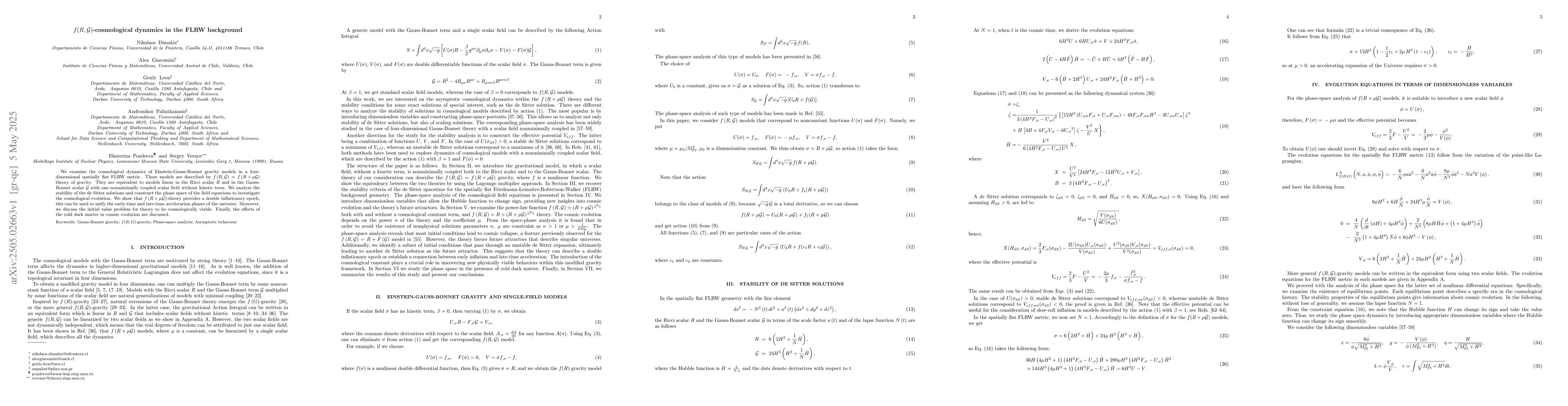 Thumbnail for $f(R,\mathcal{G})$-cosmological dynamics in the FLRW background