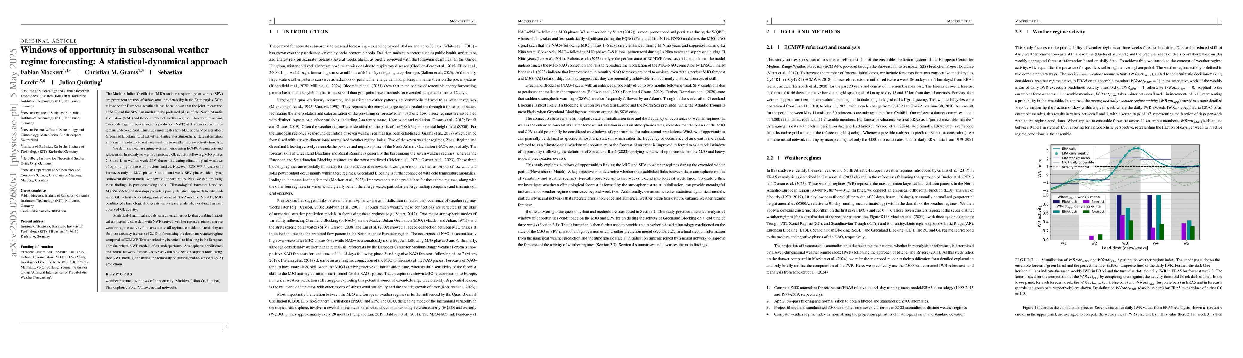 Thumbnail for Windows of opportunity in subseasonal weather regime forecasting: A
  statistical-dynamical approach