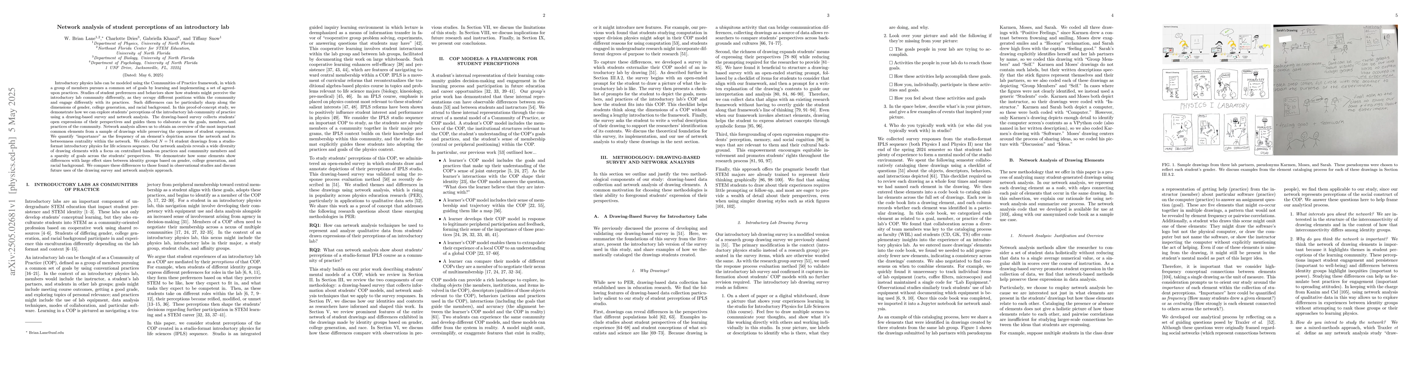 Thumbnail for Network analysis of student perceptions of an introductory lab