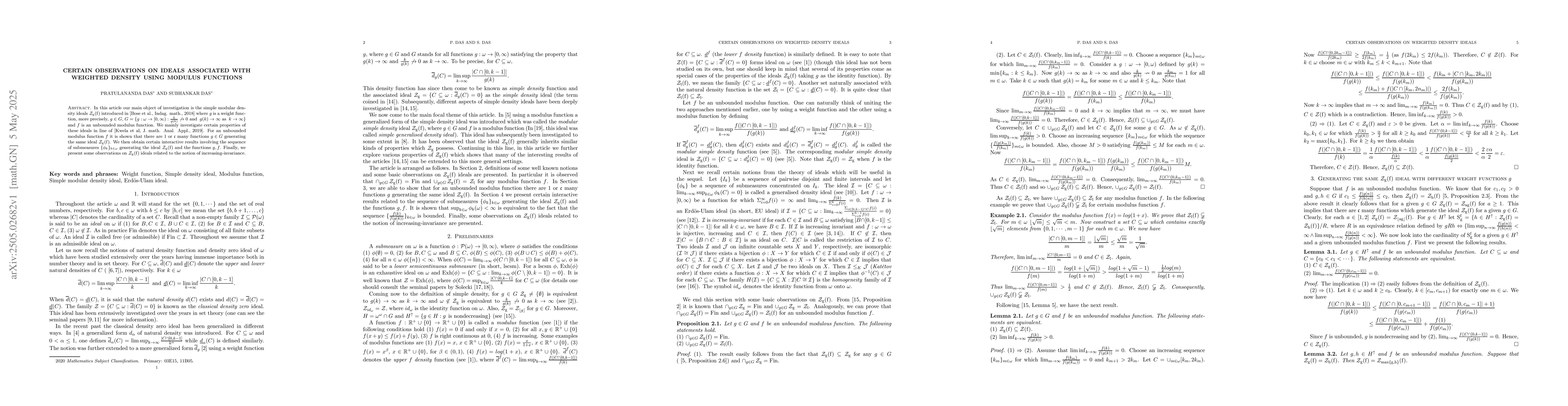 Thumbnail for Certain Observations on Ideals Associated With Weighted Density Using
  Modulus Functions