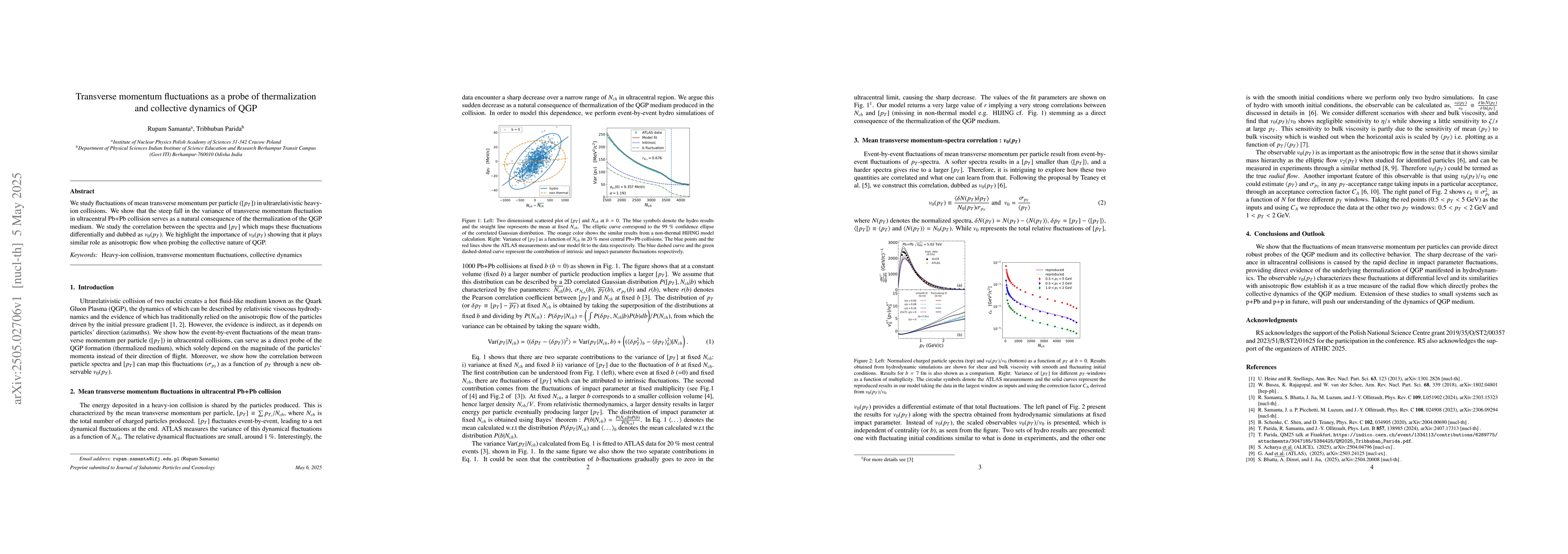 Thumbnail for Transverse momentum fluctuations as a probe of thermalization and
  collective dynamics of QGP