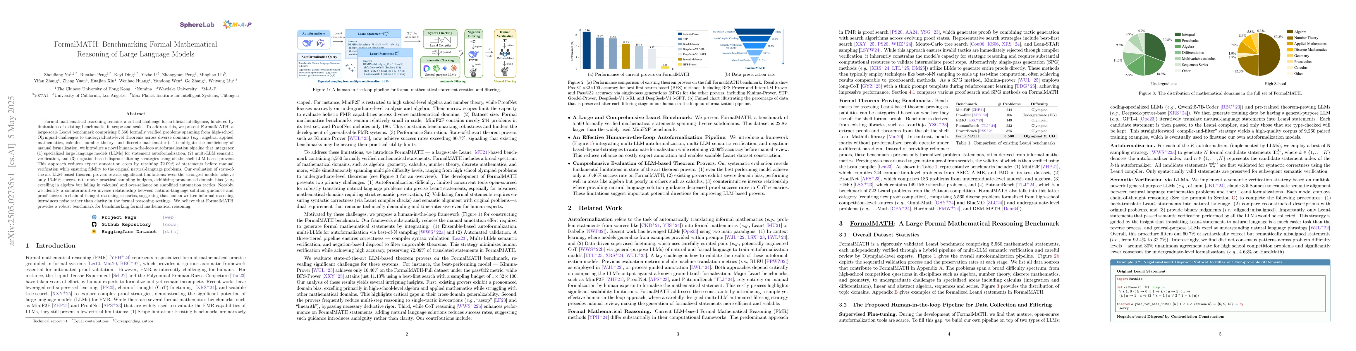 Thumbnail for FormalMATH: Benchmarking Formal Mathematical Reasoning of Large Language
  Models