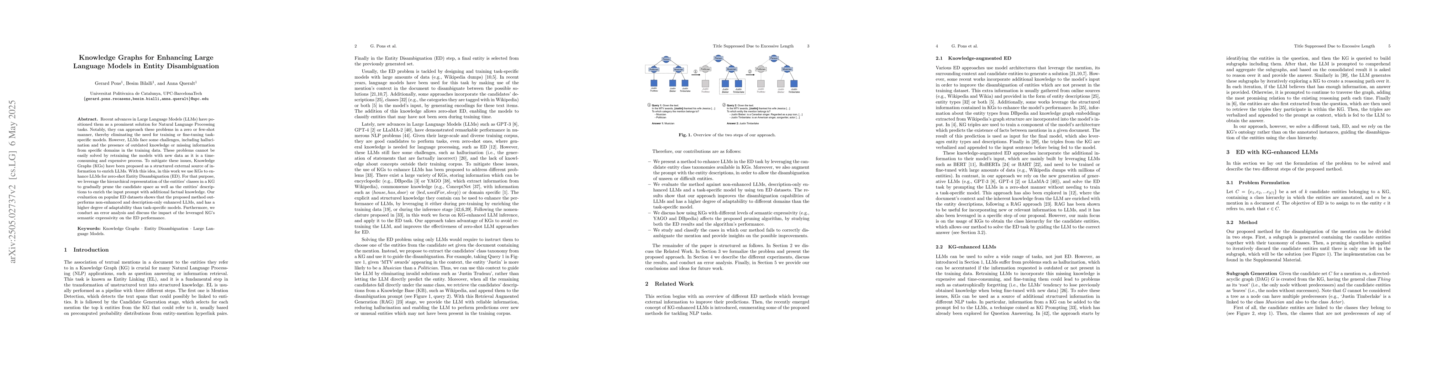 Thumbnail for Knowledge Graphs for Enhancing Large Language Models in Entity
  Disambiguation