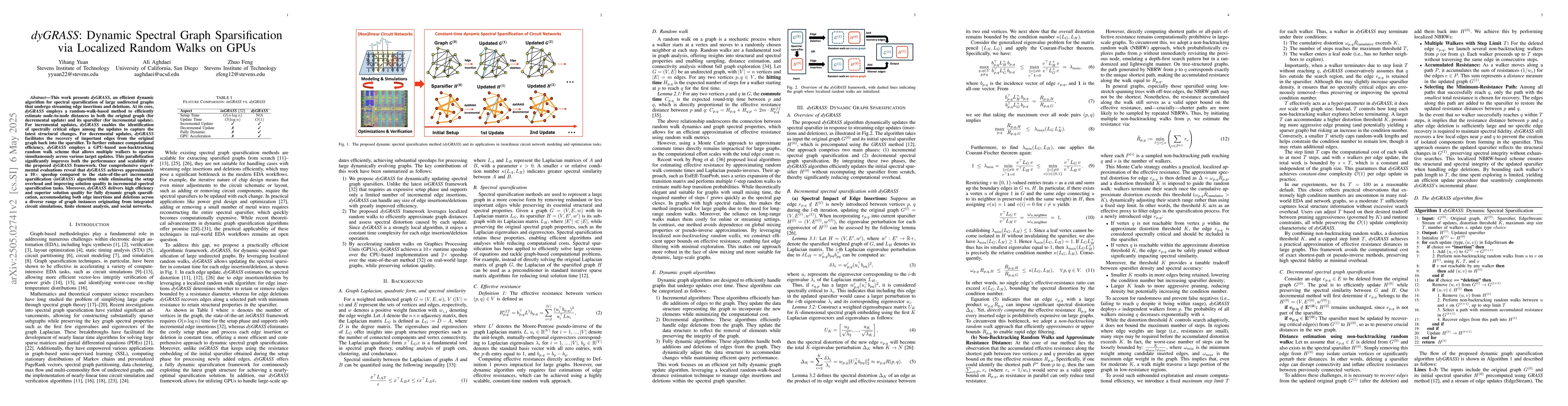 Thumbnail for dyGRASS: Dynamic Spectral Graph Sparsification via Localized Random
  Walks on GPUs