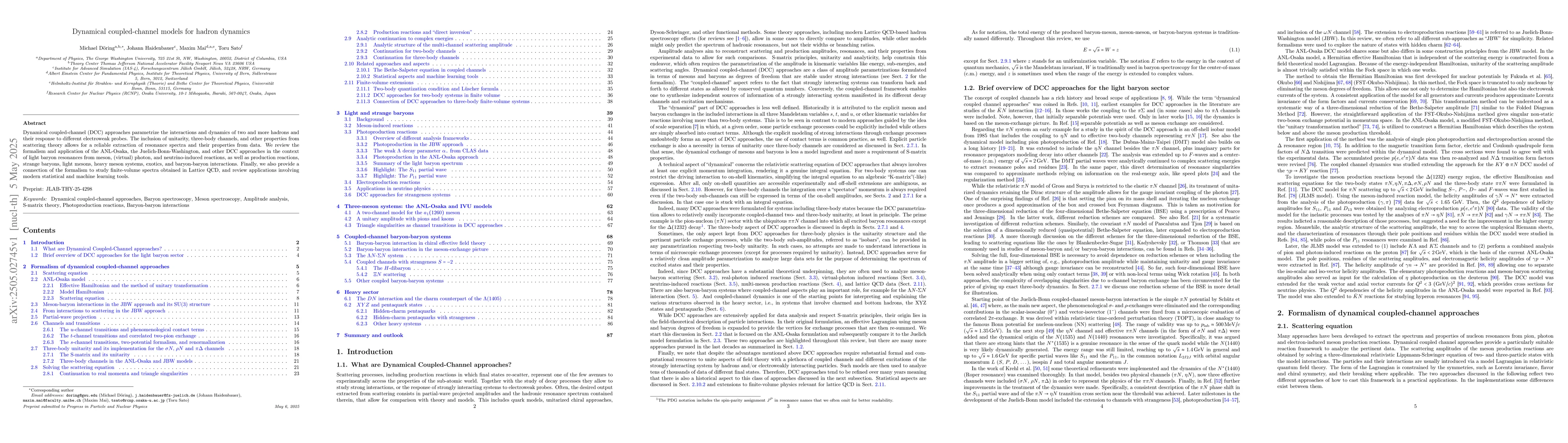 Thumbnail for Dynamical coupled-channel models for hadron dynamics
