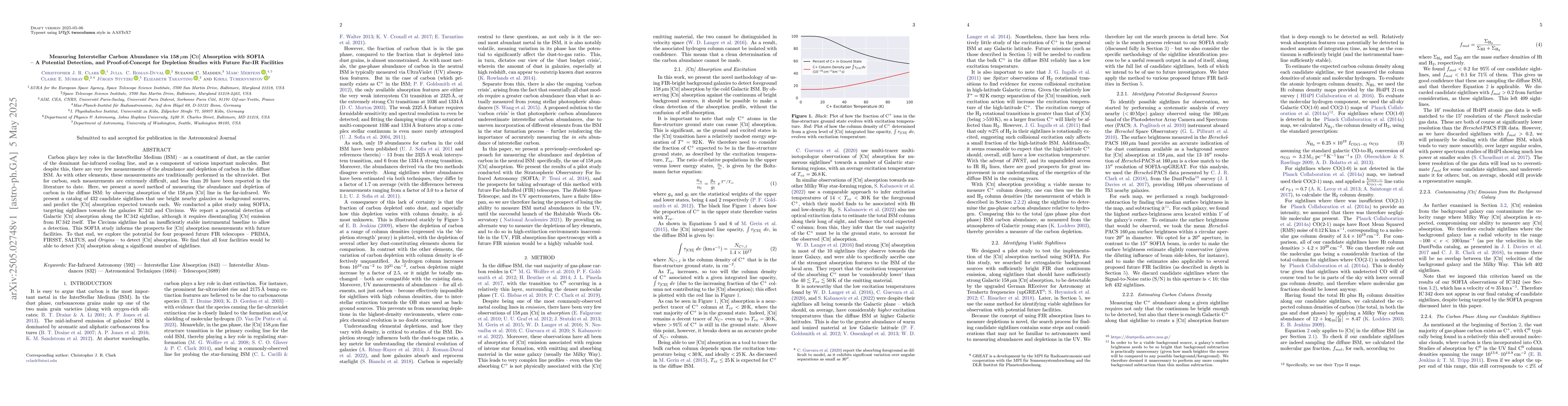 Thumbnail for Measuring Interstellar Carbon Abundance via 158 um [CII] Absorption with
  SOFIA -- A Potential Detection, and Proof-of-Concept for Depletion Studies
  with Future Far-IR Facilities