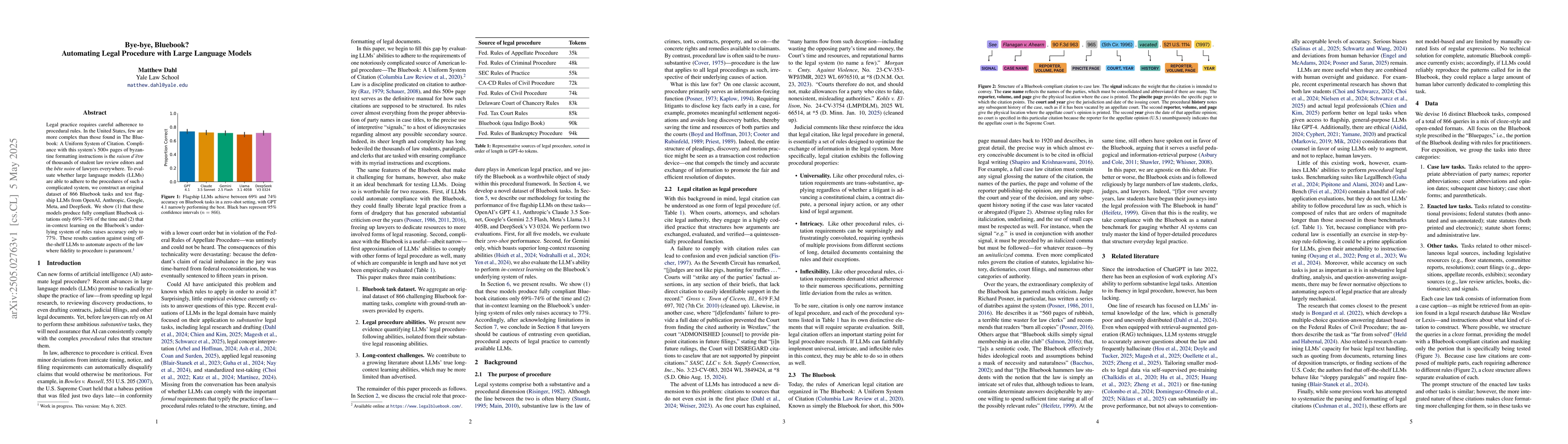 Thumbnail for Bye-bye, Bluebook? Automating Legal Procedure with Large Language Models