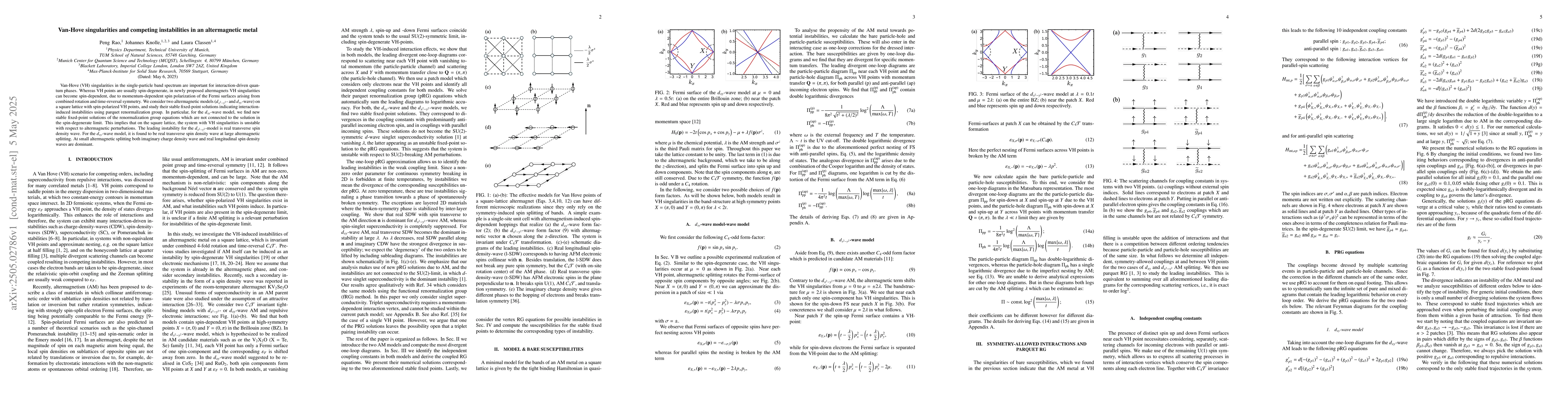 Thumbnail for Van-Hove singularities and competing instabilities in an altermagnetic
  metal