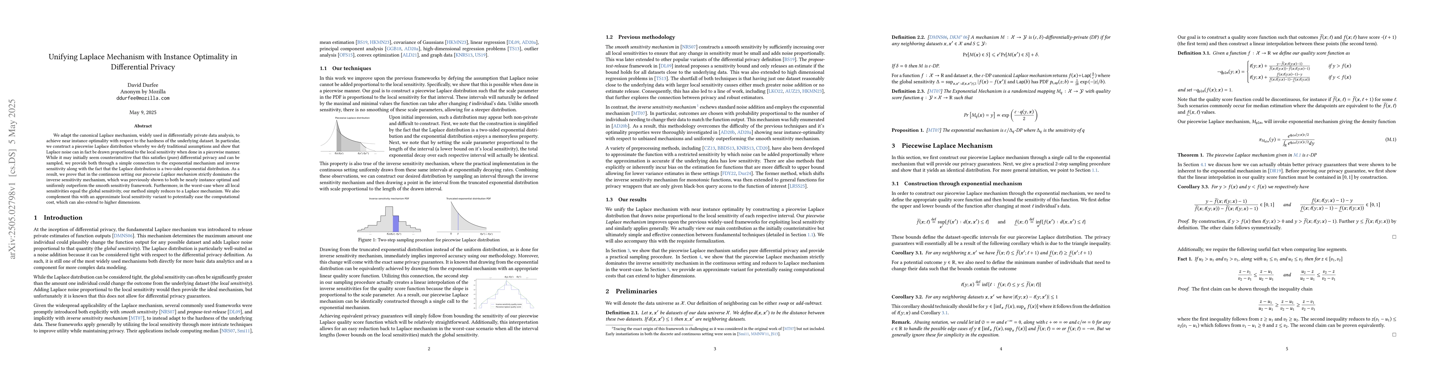 Thumbnail for Unifying Laplace Mechanism with Instance Optimality in Differential
  Privacy