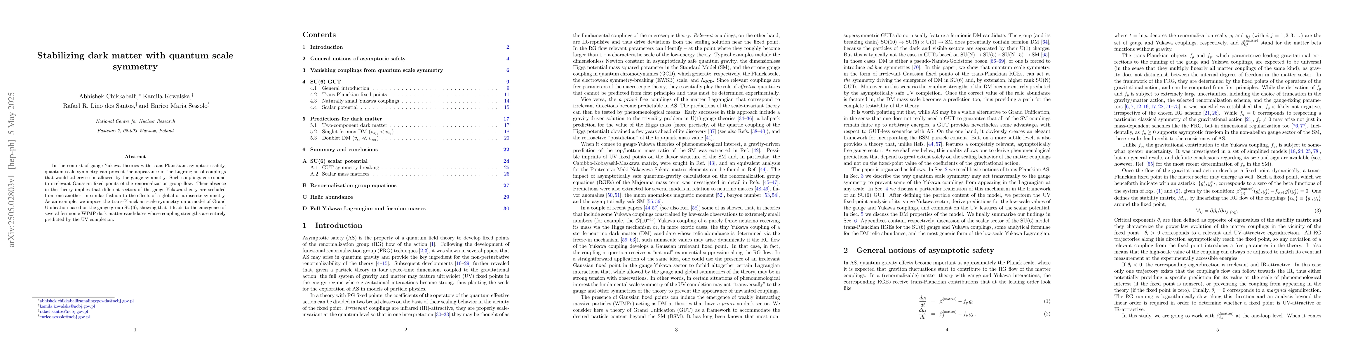 Thumbnail for Stabilizing dark matter with quantum scale symmetry