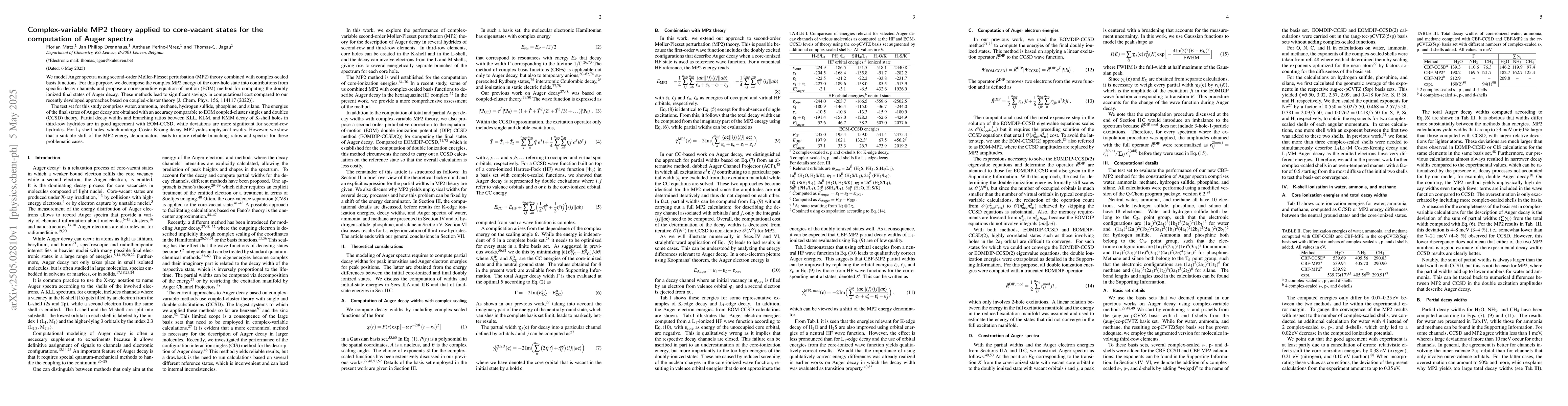 Thumbnail for Complex-variable MP2 theory applied to core-vacant states for the
  computation of Auger spectra