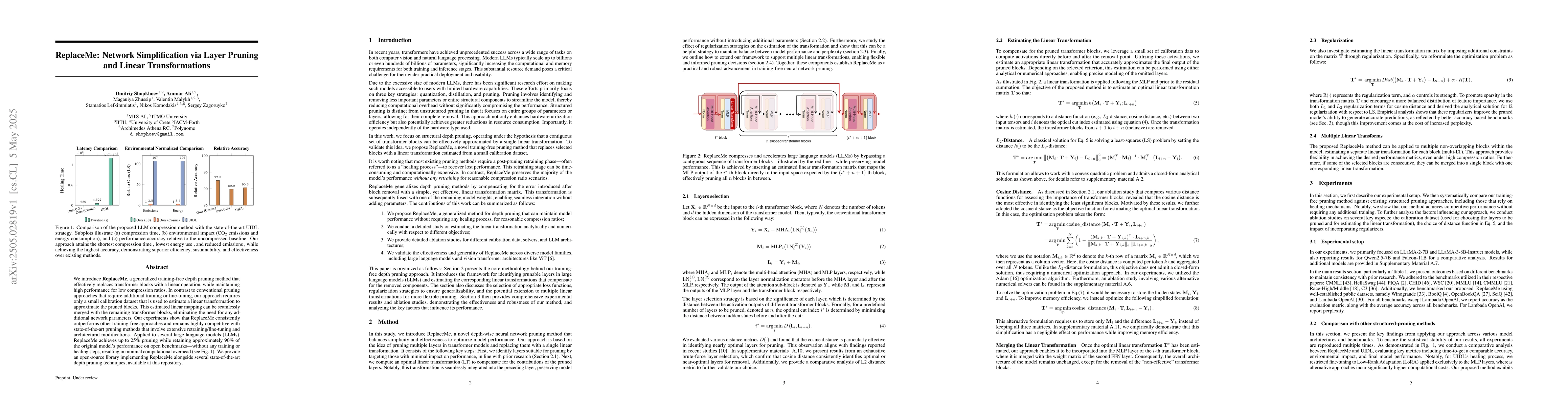 Thumbnail for ReplaceMe: Network Simplification via Layer Pruning and Linear
  Transformations
