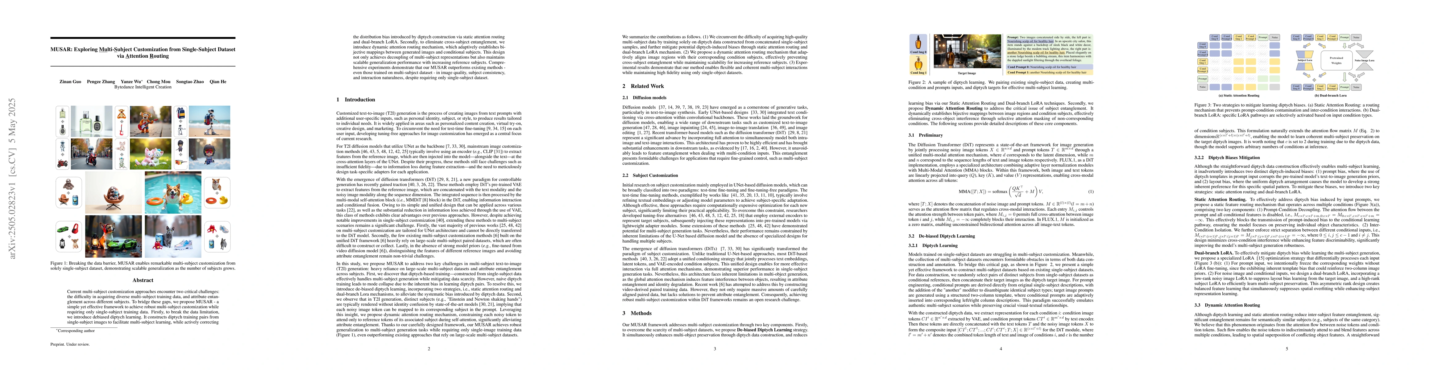 Thumbnail for MUSAR: Exploring Multi-Subject Customization from Single-Subject Dataset
  via Attention Routing
