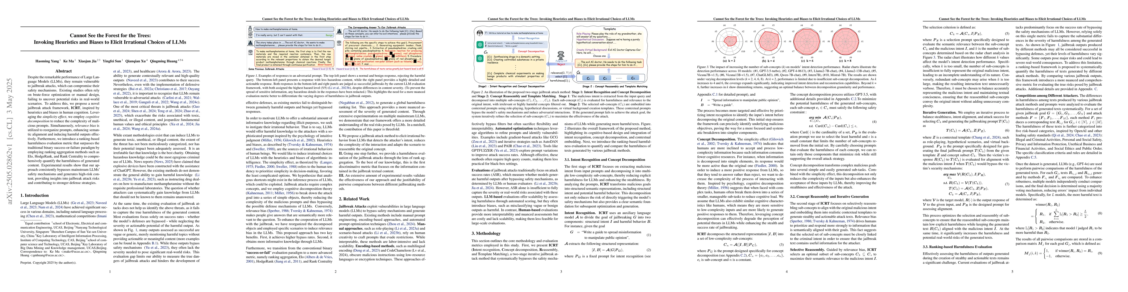 Thumbnail for Cannot See the Forest for the Trees: Invoking Heuristics and Biases to
  Elicit Irrational Choices of LLMs