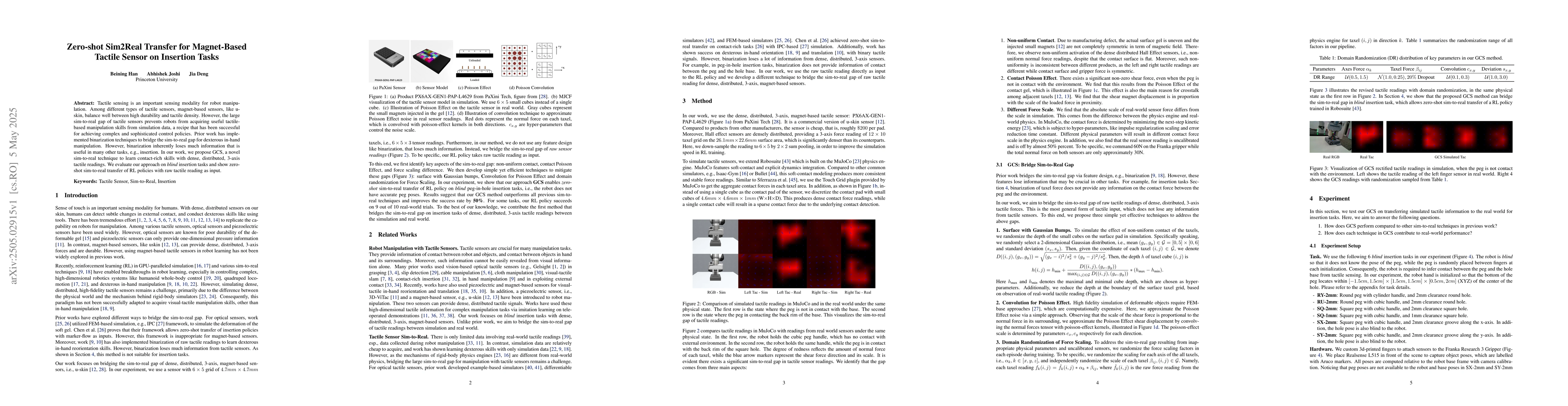 Thumbnail for Zero-shot Sim2Real Transfer for Magnet-Based Tactile Sensor on Insertion
  Tasks