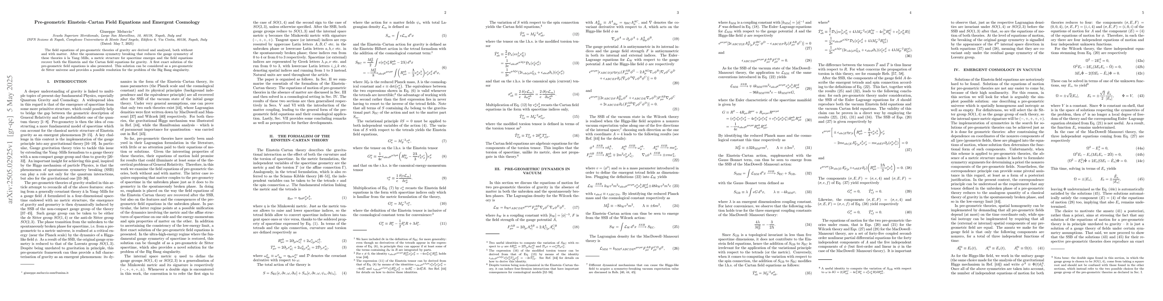 Thumbnail for Pre-geometric Einstein-Cartan Field Equations and Emergent Cosmology