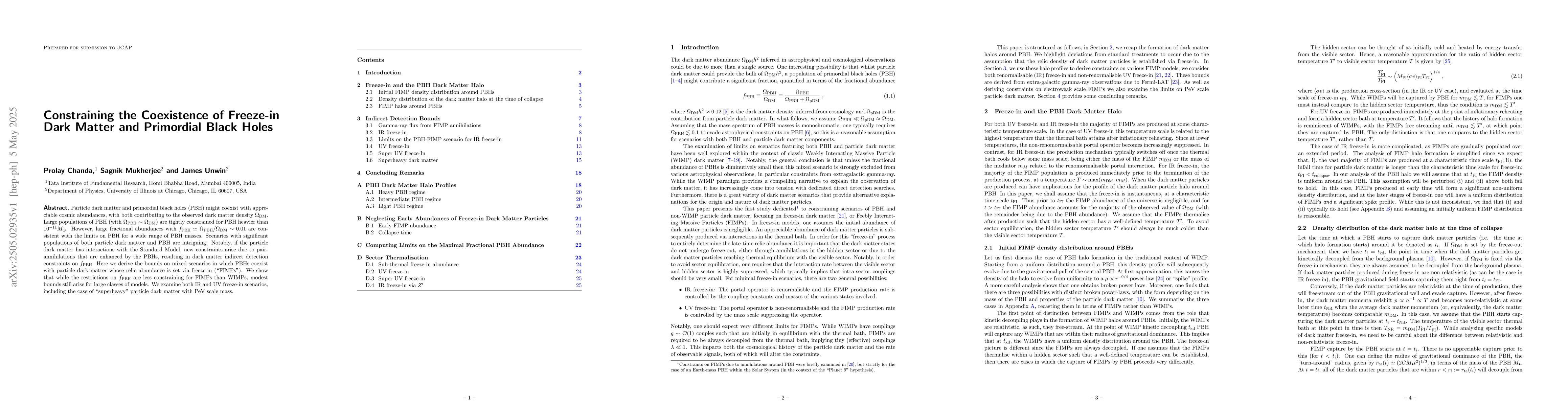 Thumbnail for Constraining the Coexistence of Freeze-in Dark Matter and Primordial
  Black Holes
