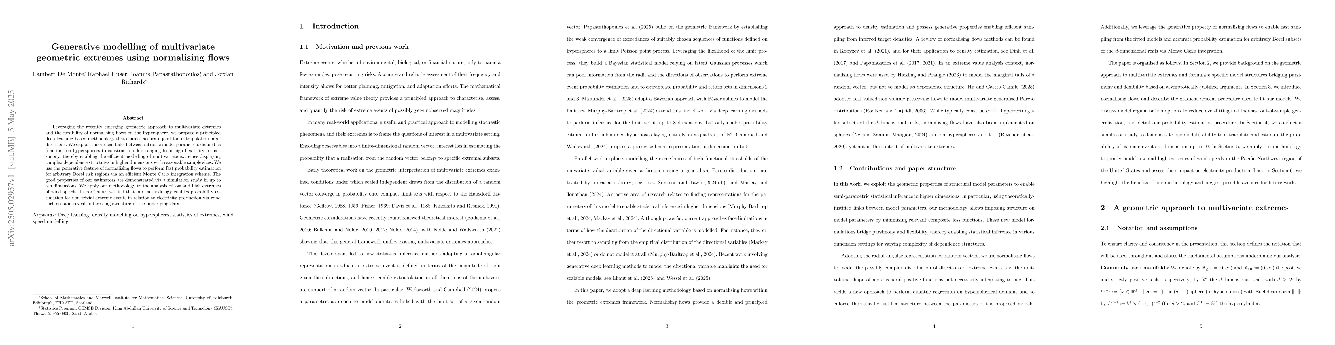 Thumbnail for Generative modelling of multivariate geometric extremes using
  normalising flows