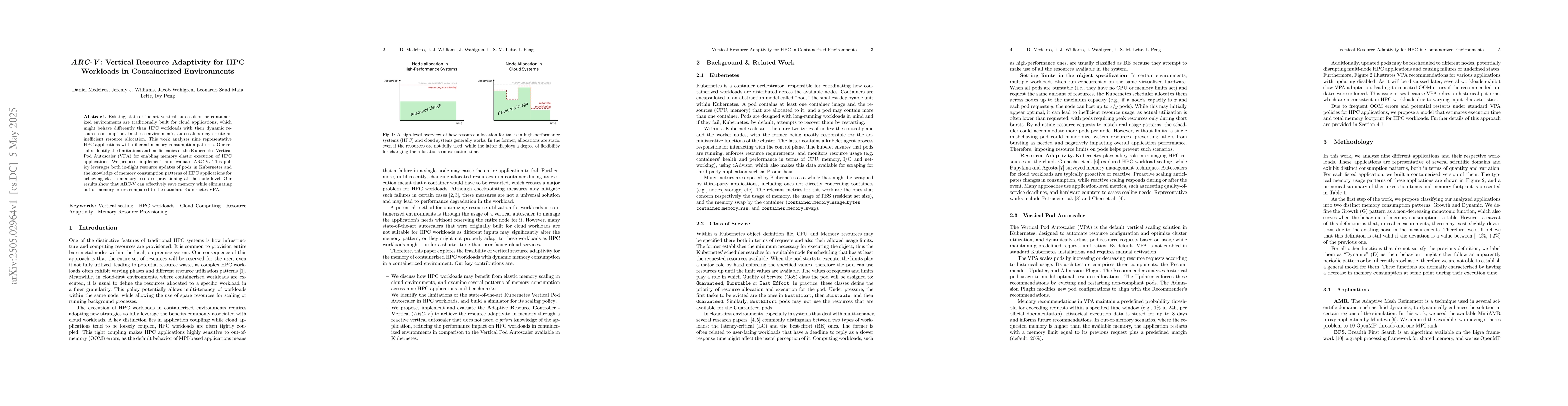 Thumbnail for ARC-V: Vertical Resource Adaptivity for HPC Workloads in Containerized
  Environments