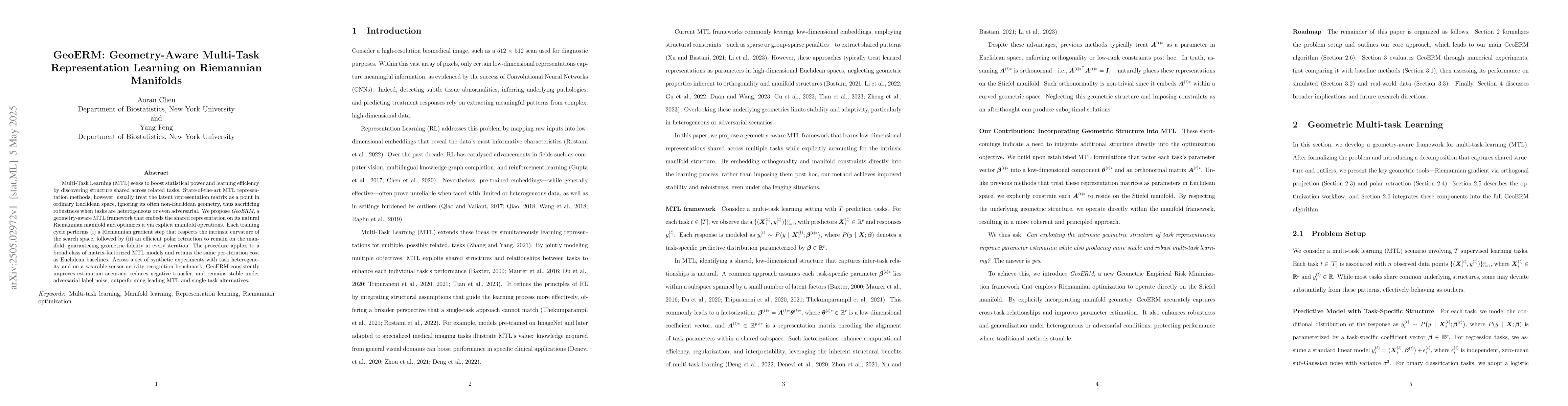 Thumbnail for GeoERM: Geometry-Aware Multi-Task Representation Learning on Riemannian
  Manifolds
