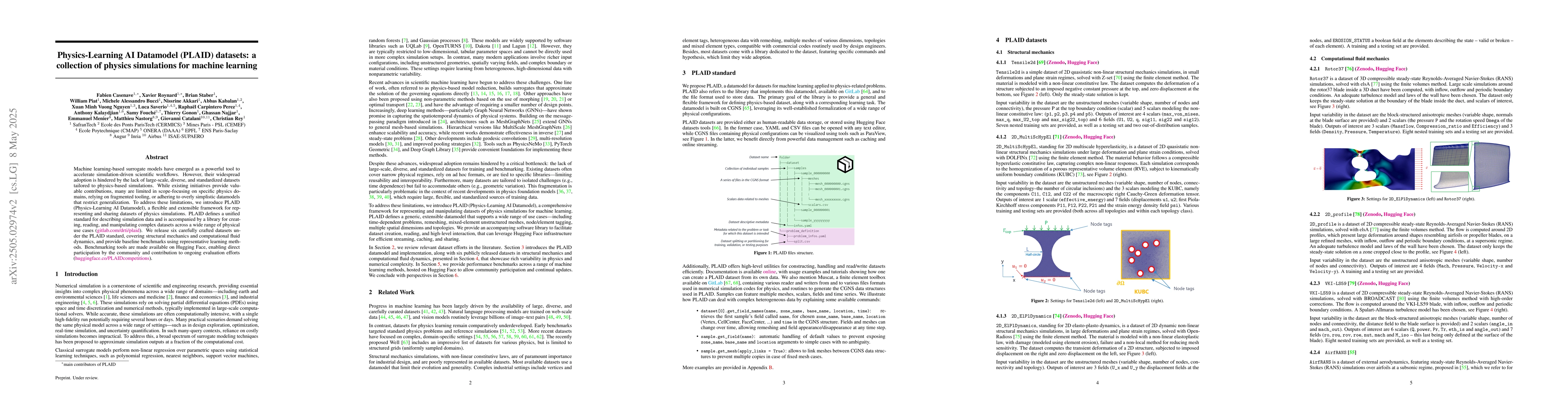 Thumbnail for Physics-Learning AI Datamodel (PLAID) datasets: a collection of physics
  simulations for machine learning