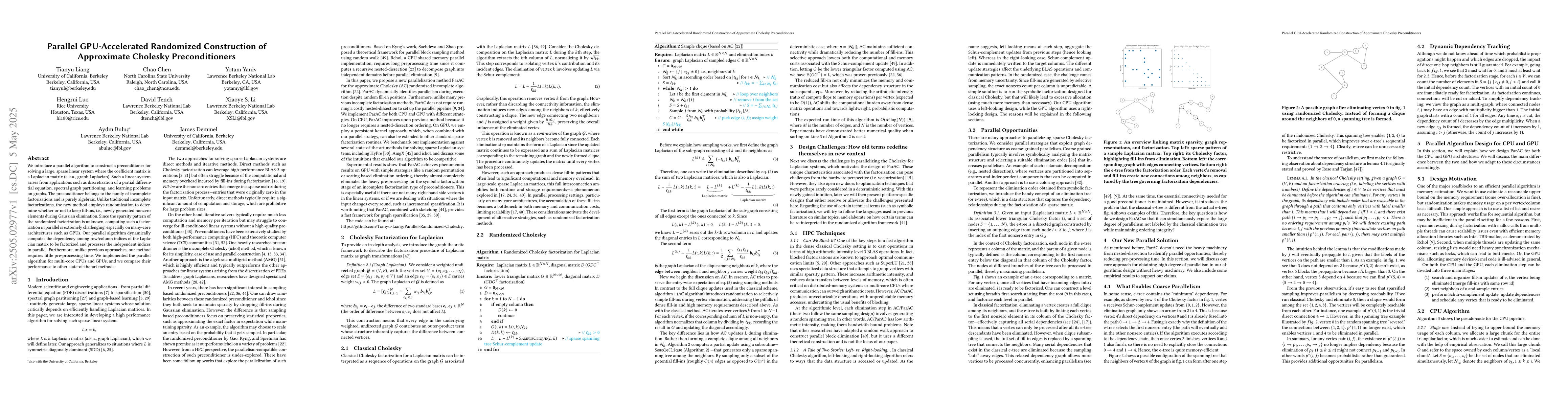 Thumbnail for Parallel GPU-Accelerated Randomized Construction of Approximate Cholesky
  Preconditioners
